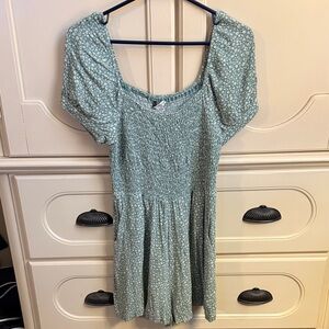 Floral Green Smocked Romper